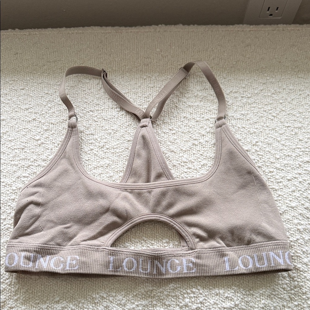 Lounge Ribbed Scoop Bralette in Taupe